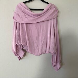 Purple Jenna Off-Shoulder Satin Top